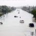 Vehicles stranded in flood during Hurricane Harvey in Houston, US on 27 August 2017. Credit: Song Qiong/Xinhua/Alamy Live News. K1RX0B