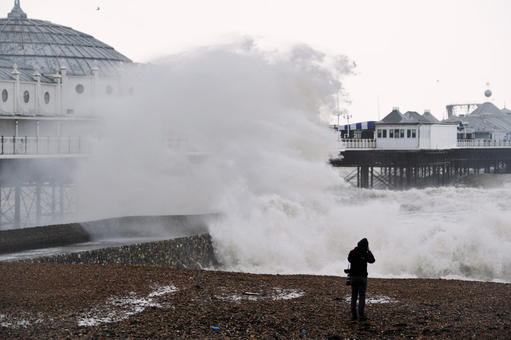 Brighton, UK. 8th February, 2016. UK Weather Huge waves break over