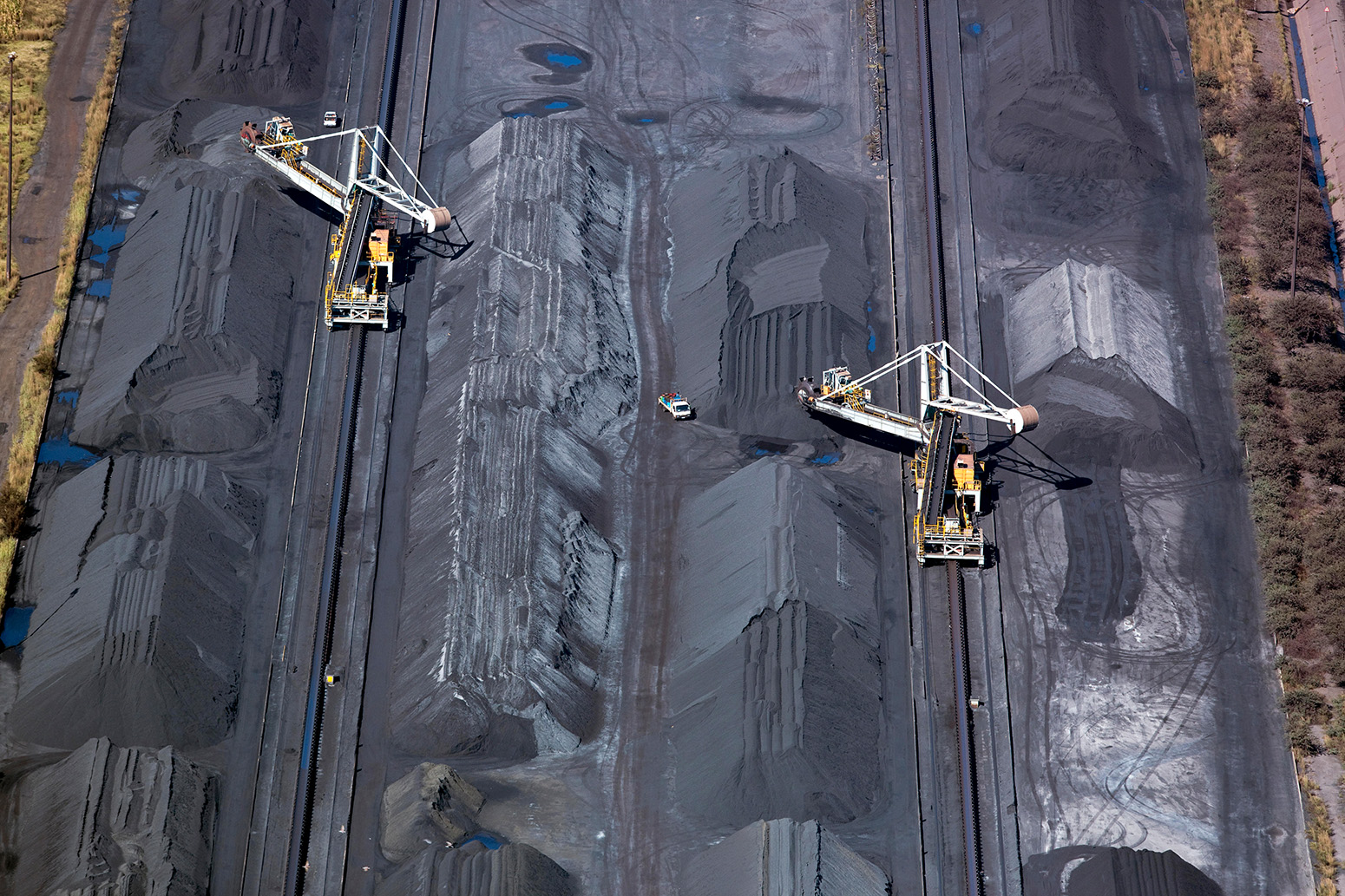 Coal cranes at Lethabo Power Station, South Africa. Credit: Minden Pictures / Alamy Stock Photo. H81MDE