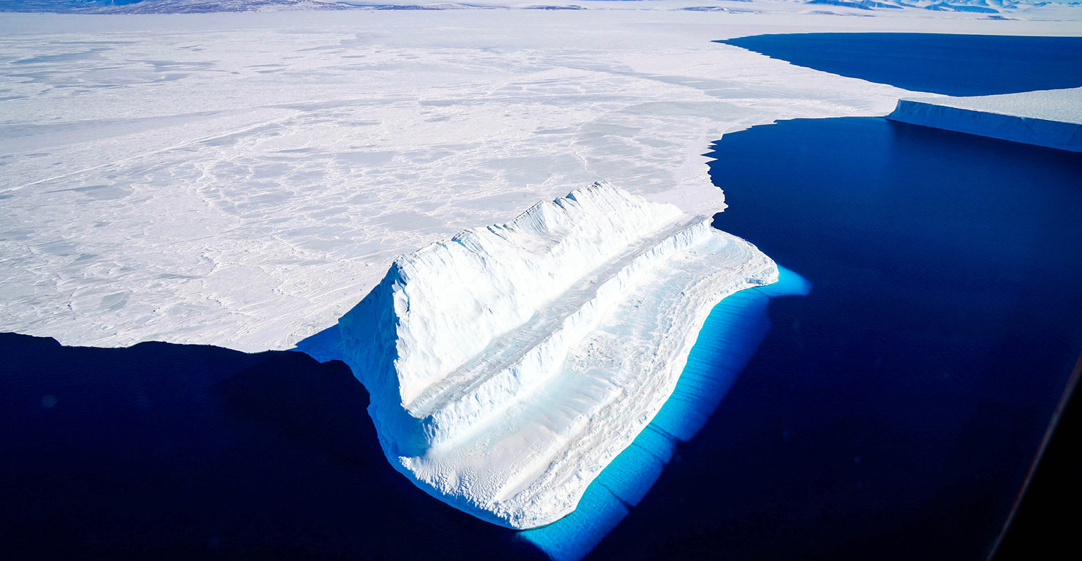 Sea ice and an iceberg in McMurdo Sound.