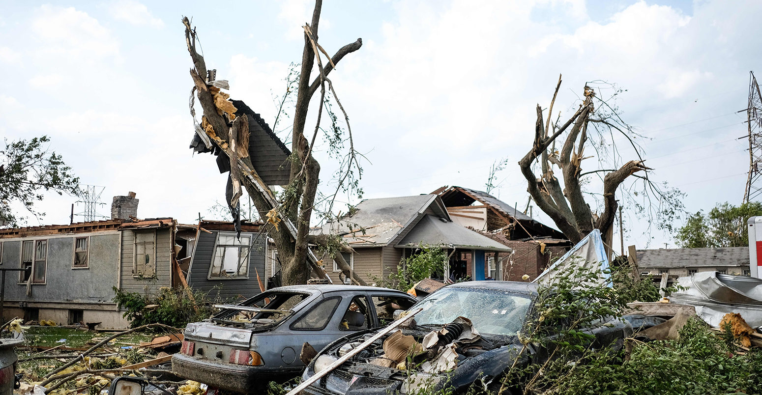 May 27, 2019, Dayton, Ohio, United States: Remains of houses and cars among debris after a tornado struck the area the night before. At least 1 person is dead and 12 injured from the storms that hit western Ohio.