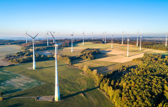 Aerial view of a windfarm in Germany. Credit: Leonid Andronov / Alamy Stock Photo.