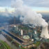 Aerial view of coal power station at Walsum am Rhein, Germany.