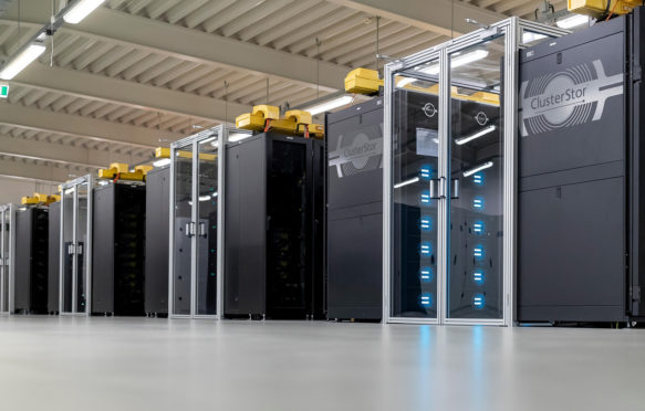 Computer cabinets located in the German Climate Computing Centre which form the supercomputer "Mistral". Credit: Felix König/dpa/Alamy Live News