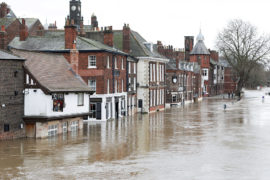 York preparing for the highest flood river level in twenty years, 17 Feb 2020. Credit: Gary Calton / Alamy Stock Photo. 2AYX113
