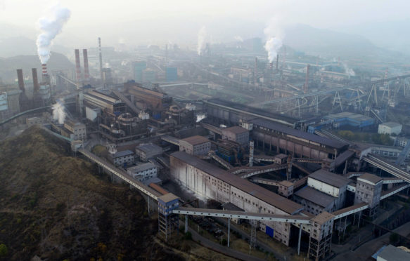 Aerial view of coal plant in Chengde, China, 12 December 2019. Credit: Bonandbon / Alamy Stock Photo.
