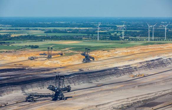 Lignite mining Garweiler, RWE power. Borschemich, Lower Rhine, Germany. 19 June 2017.