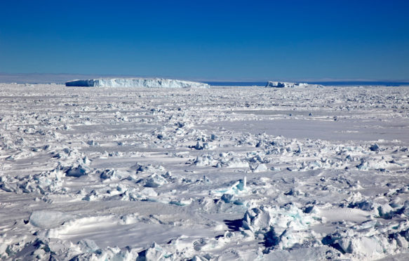 Icy landscape, pack ice, Weddell Sea, Antarctica.
