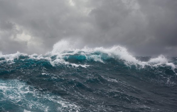 Sea wave in north part of Atlantic ocean during storm.
