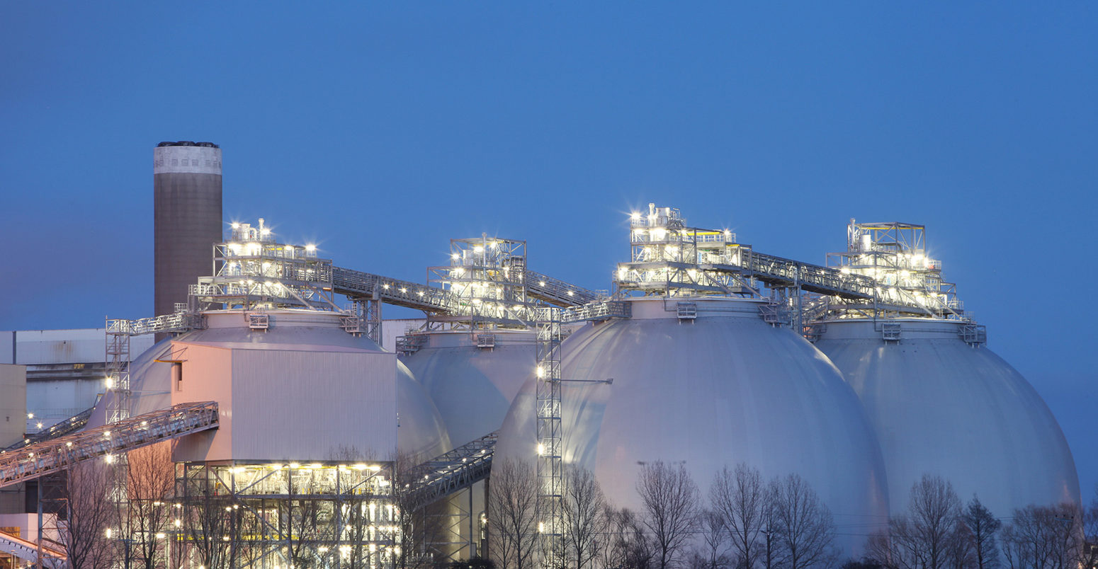 Biomass domes at Drax Power Station.