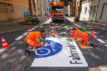 Application of new bicycle pictograms. Essen, Germany.