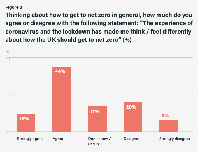 Assembly members’ response to the statement: The experience of coronavirus and the lockdown has made me think/feel differently about how the UK should get to net-zero. 