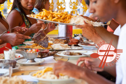 People eating steak and chips. Rio de Janeiro, Brazil. Credit: DB Images / Alamy Stock Photo.