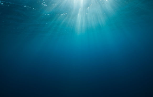 Sunbeam in the ocean. Socorro, Mexico.