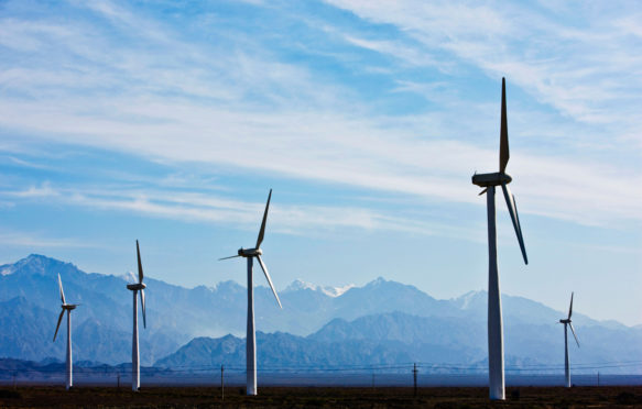 Wind mills in Dabancheng Wind Farm, Xinjiang Uyghur Autonomous Region, China.