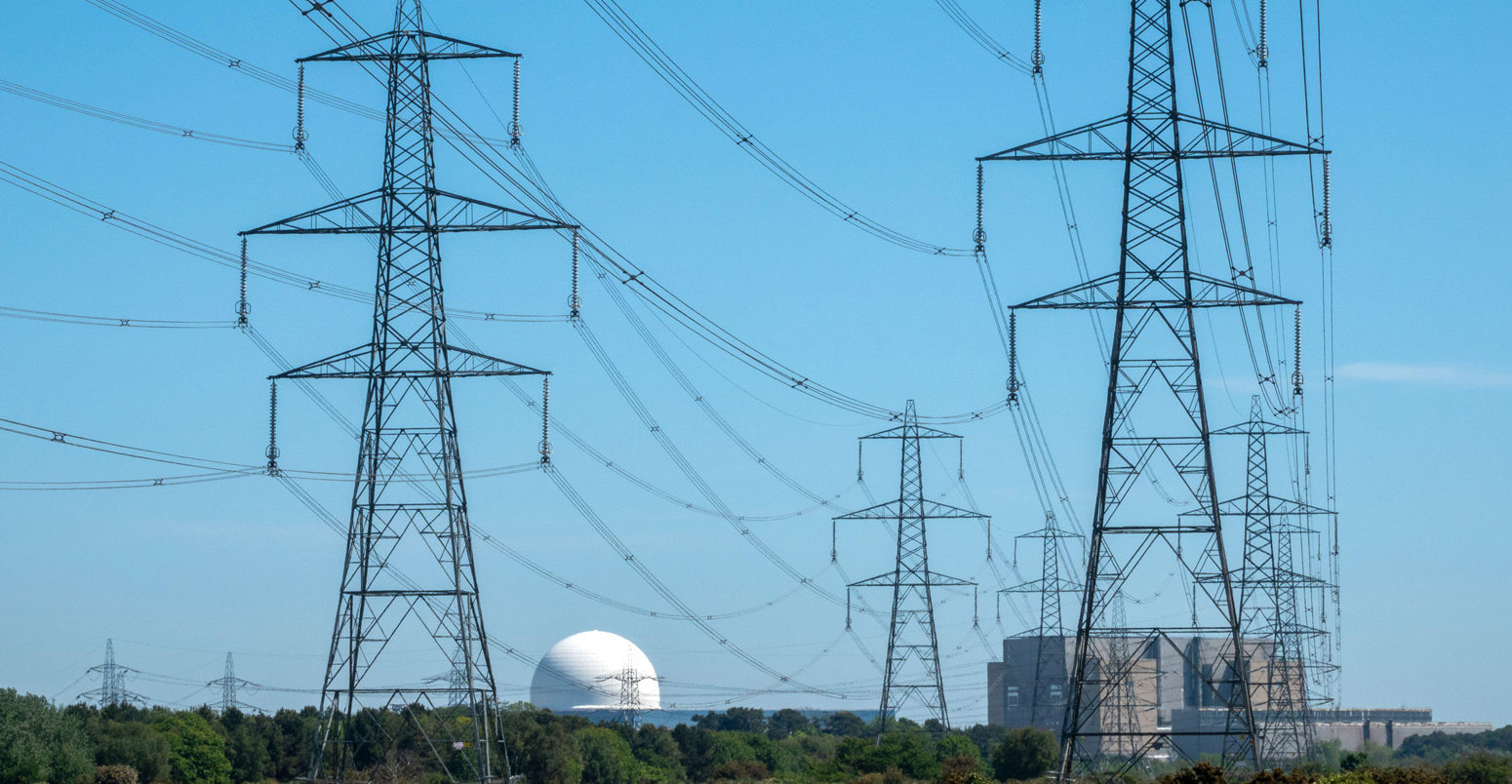 A-line-of-electricity-pylons-coming-from-Sizewell-A-and-B-Nuclear-Power-Plant-in-the-distance