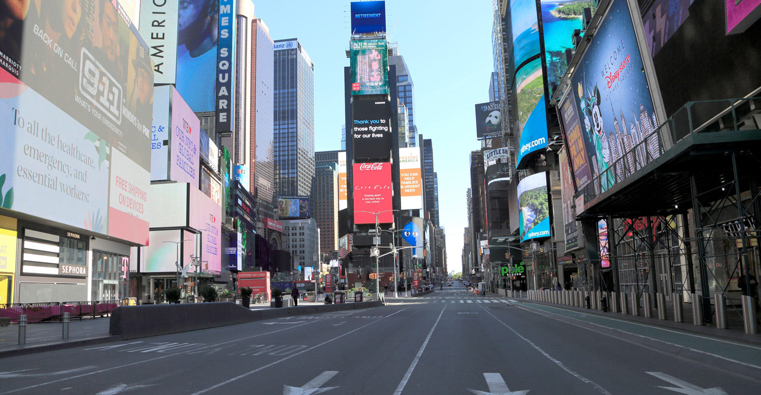 Empty-Times-Square-while-NYC-is-in-lockdown-during-coronavirus-pandemic