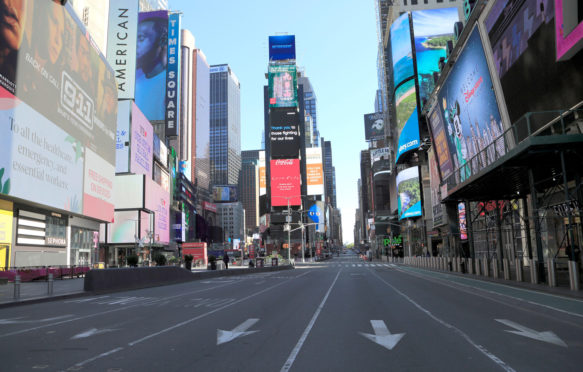 Empty-Times-Square-while-NYC-is-in-lockdown-during-coronavirus-pandemic