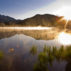 Morning mist at sunrise in Sparks Lake, Central Oregon