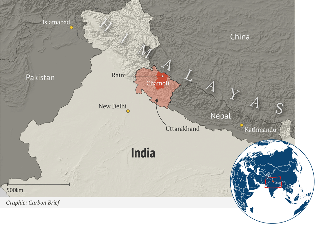 Map showing flood in uttarakhand