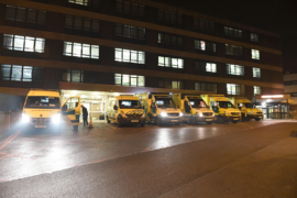 Queue of ambulances at the accident and emergency department at Queen Alexandra Hospital in Portsmouth, Hampshire