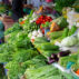 stall with fresh green vegetables on farmers market