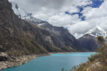 Turquoise lake in the andes mountains in peru