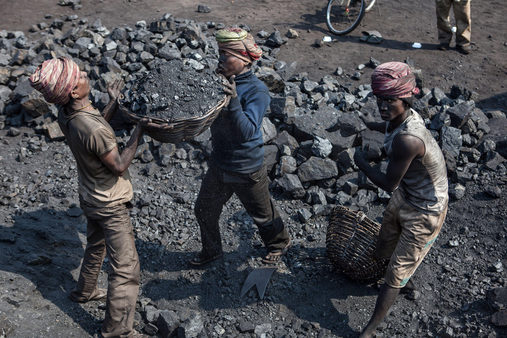 Workers extracting coal in Jharkhand India