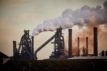 Sunrise at British Steel Limited steelworks, Scunthorpe Lincolnshire