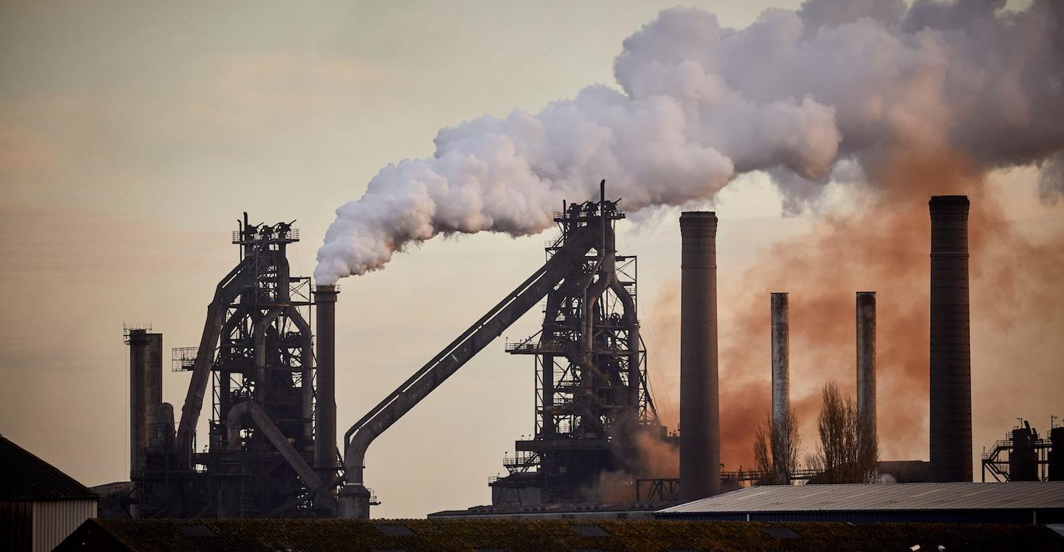 Sunrise at British Steel Limited steelworks, Scunthorpe Lincolnshire