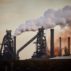 Sunrise at British Steel Limited steelworks, Scunthorpe Lincolnshire
