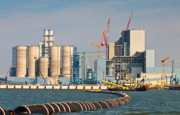 Building activity at a new coal fired electric power plant in China