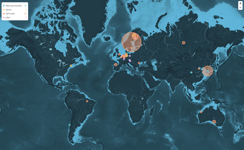 Location of investments in low-carbon steel production, by stage and amount of money.