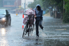 Torrential rain causes flash flooding in Aylestone in Leicester