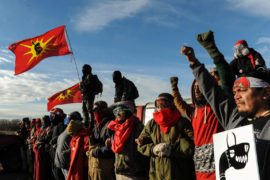 Protesters block a highway during a protest in Mandan against plans to pass the Dakota Access pipeline near the Standing Rock Indian Reservation_2CMRP74