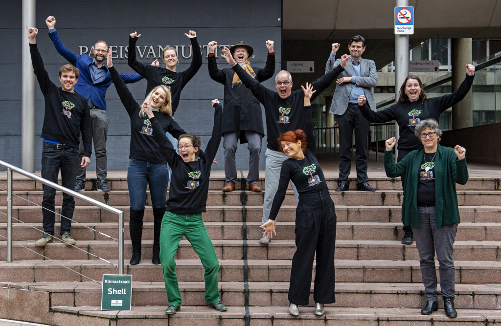 Friends of the Earth Netherlands Milieudefensie celebrate after their successful climate case against Shell