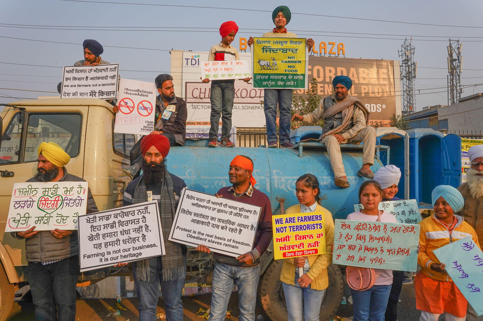 Indian farmers protest against new farm law by Indian government, Singhu Border, 2020