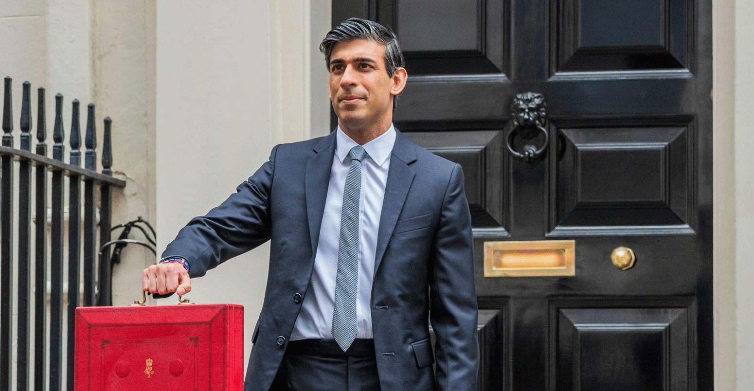 Rishi Sunak, Chancellor of the Exchequer, leaves No 11 Downing Street and heads to Parliament to give his Budget speech