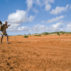 A man walking in the dried-out field in Andranosira