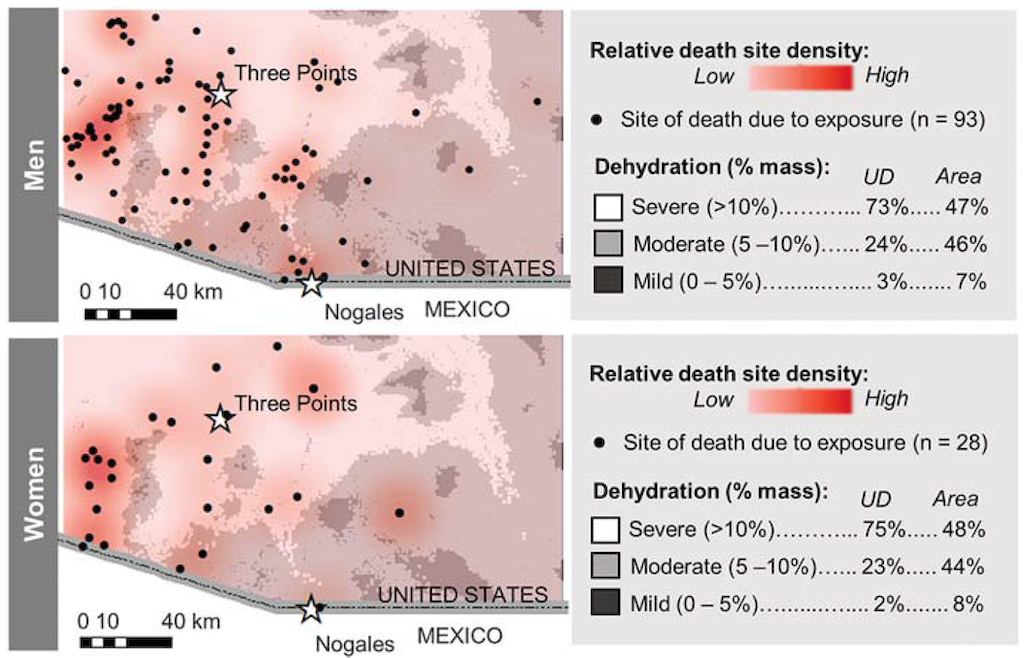 Deaths of men and women who were travelling on foot in southern Arizona