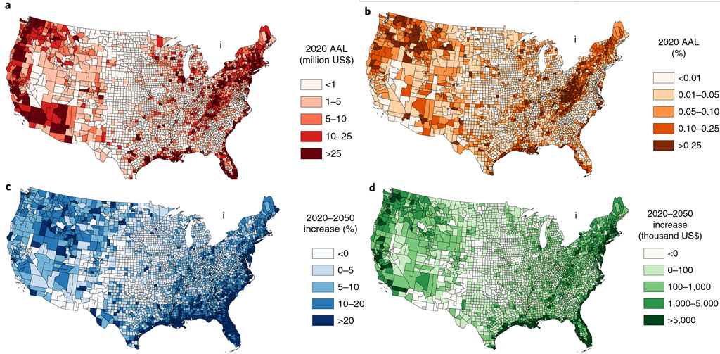 Economic losses from flooding in USA and projections for 2020-2050