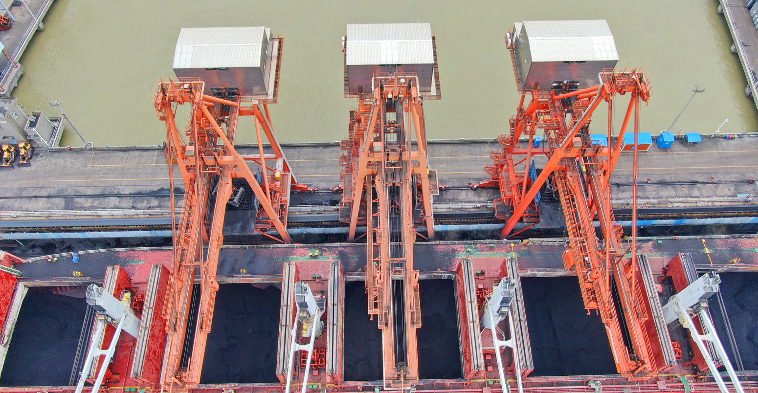 A port in Nantong in Chinas Jiangsu province unloading coal