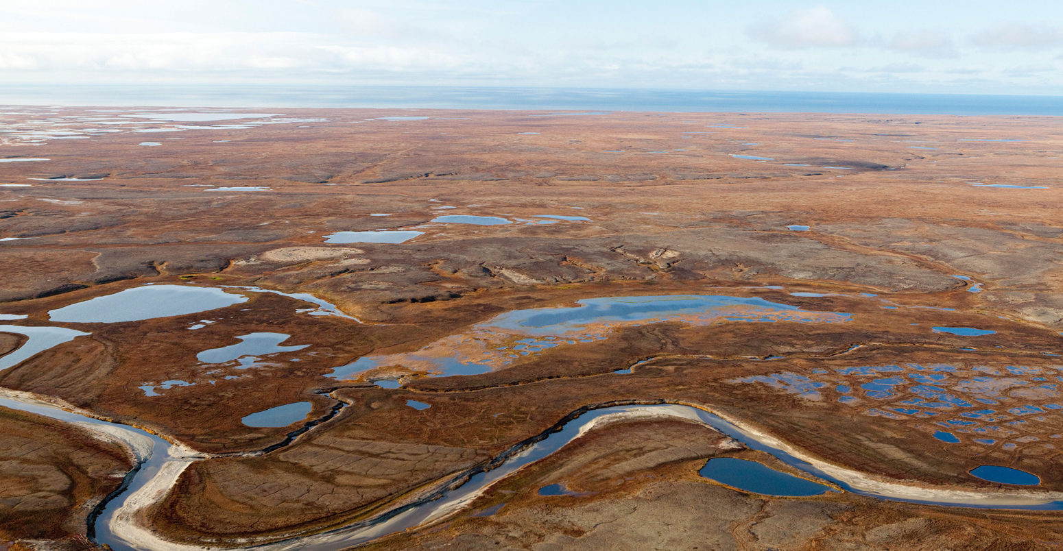 Aerial vews over the Yamal Peninsula in Russia