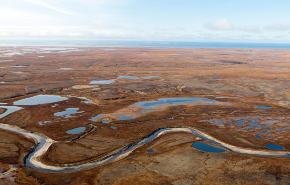 Aerial vews over the Yamal Peninsula in Russia