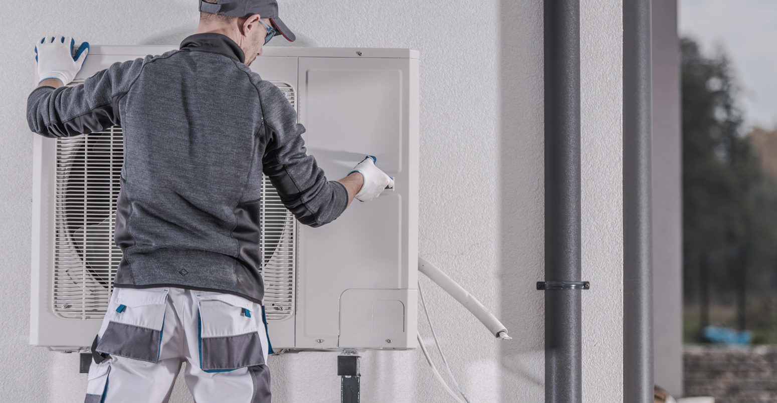 Heat pump being replaced by a heating technician