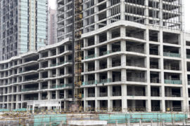 A block of half-built flats is left abandoned in Shanghai