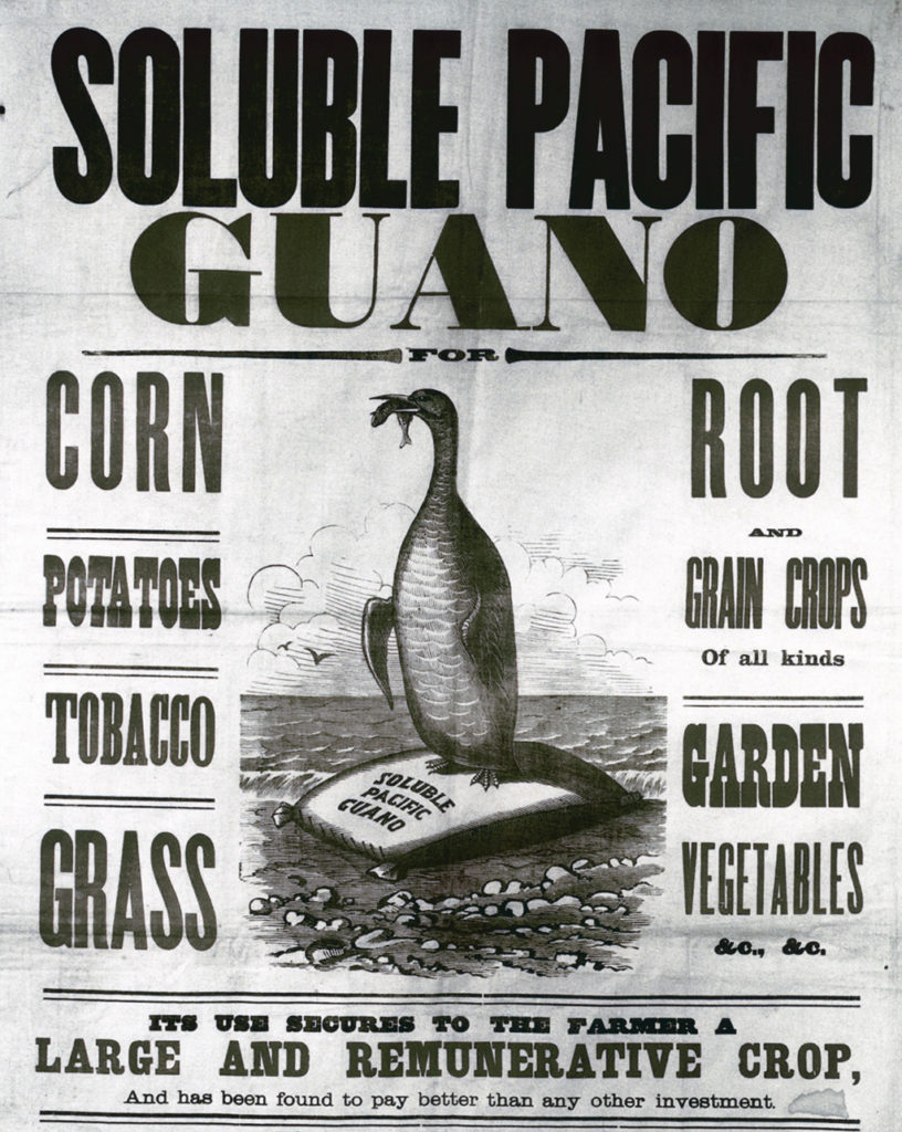 American advertisement for guano from Chicha islands off Peru