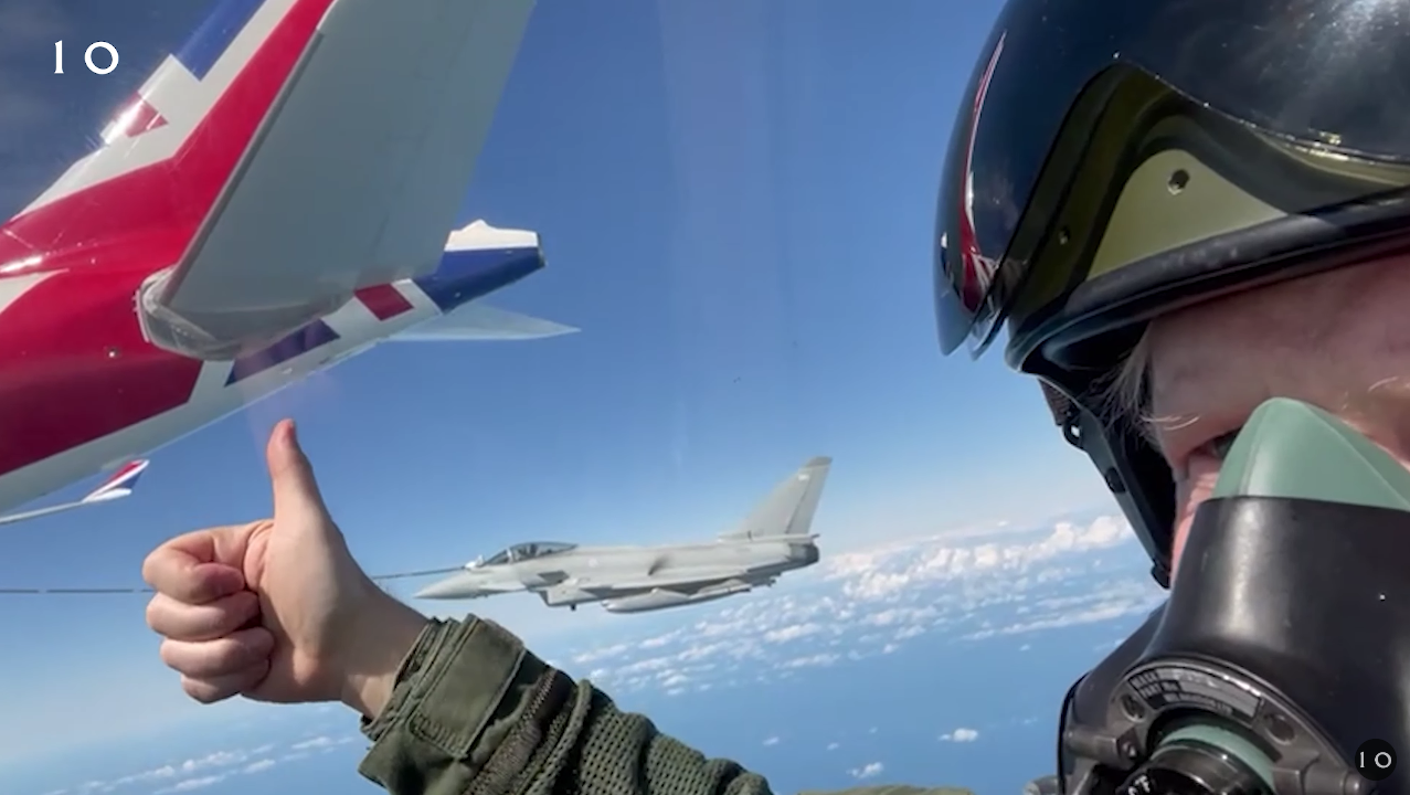 Boris Johnson takes a flight in a British fighter jet