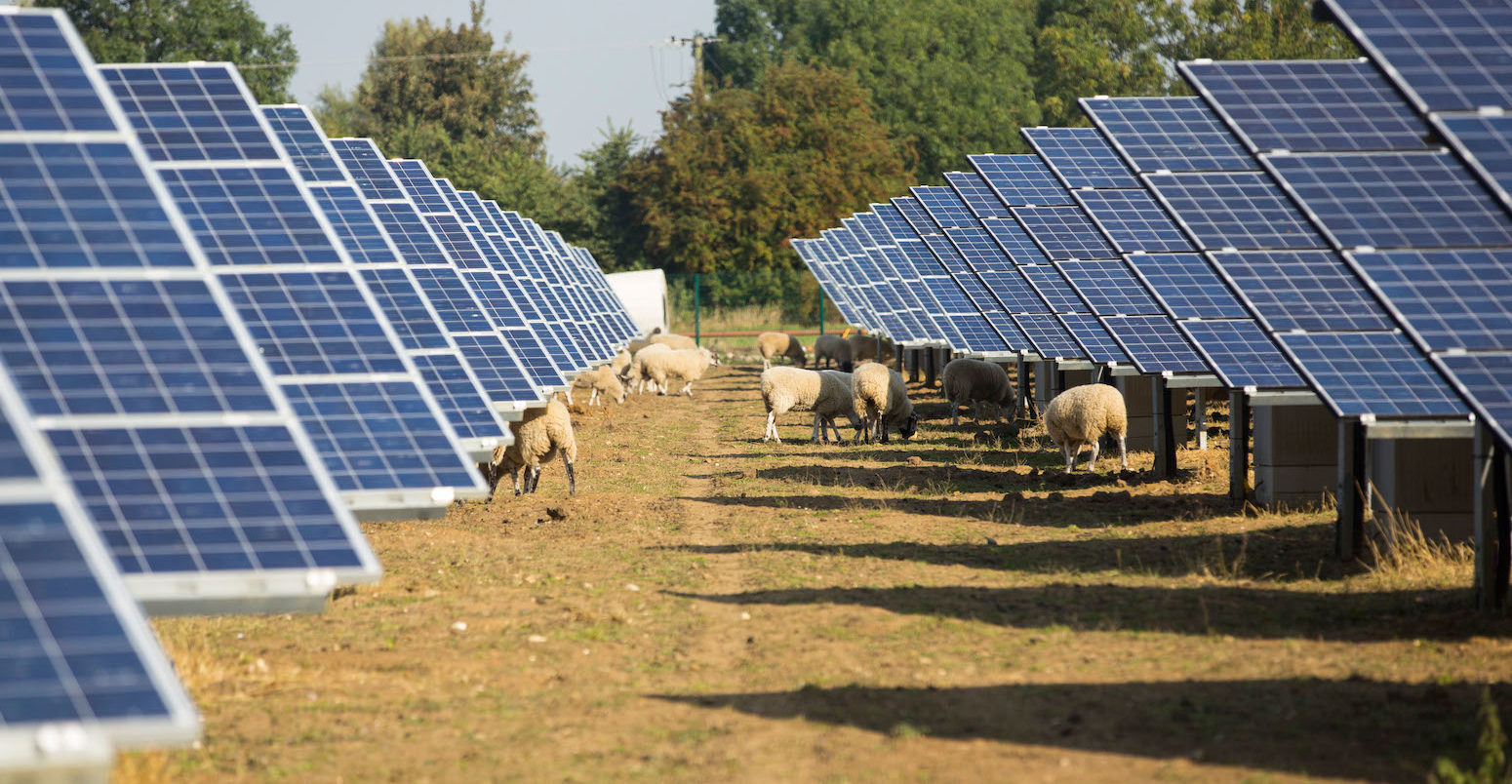 Wymeswold Solar Farm, the largest solar farm in the UK at 34 MWp, is based on an old disused second world war airfield, Leicestershire, UK. Image ID: DGHCKE. Credit: Ashley Cooper / Alamy Stock Photo.