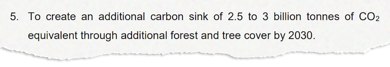 India’s unchanged carbon sink and land-use goal in its updated NDC.